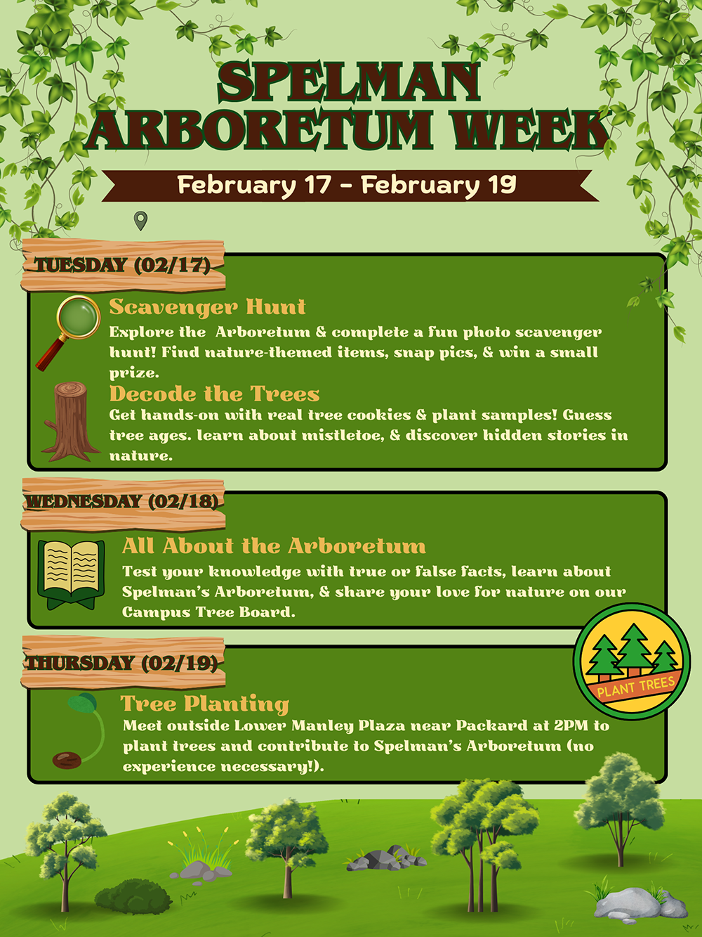 Spelman Arboretum Week, Feb 17 – 19