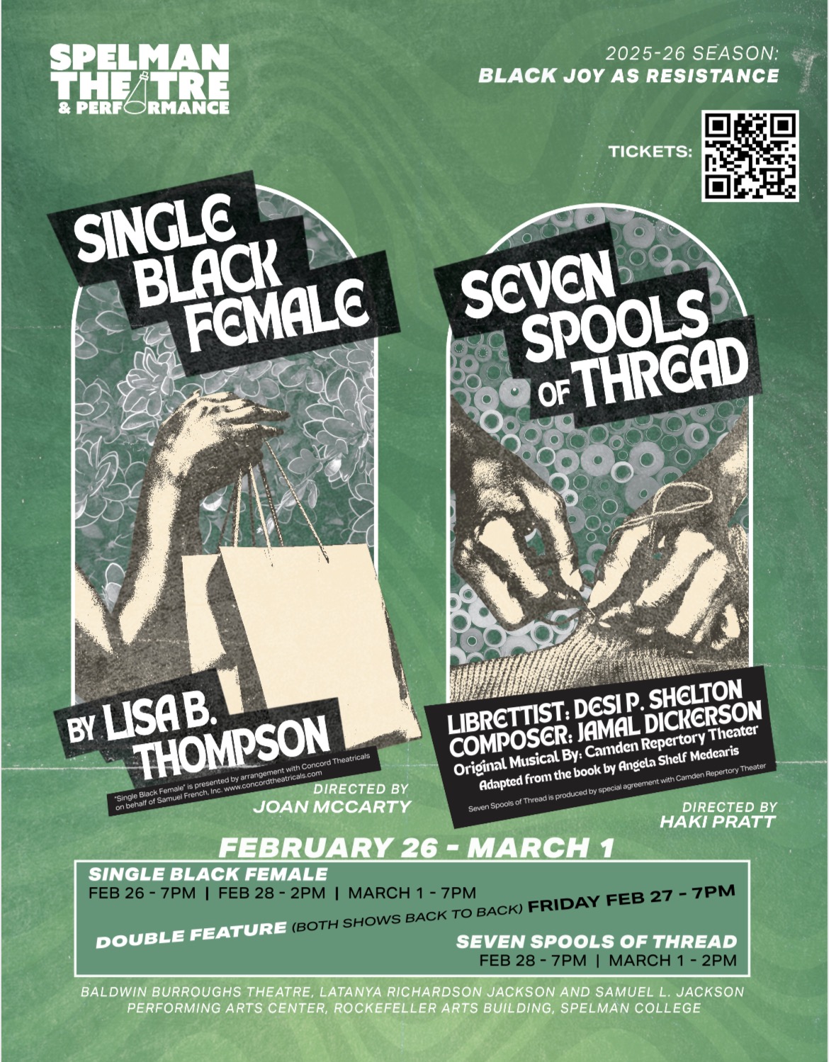 Single Black Female and Seven of Thread  On stage at Spelman 