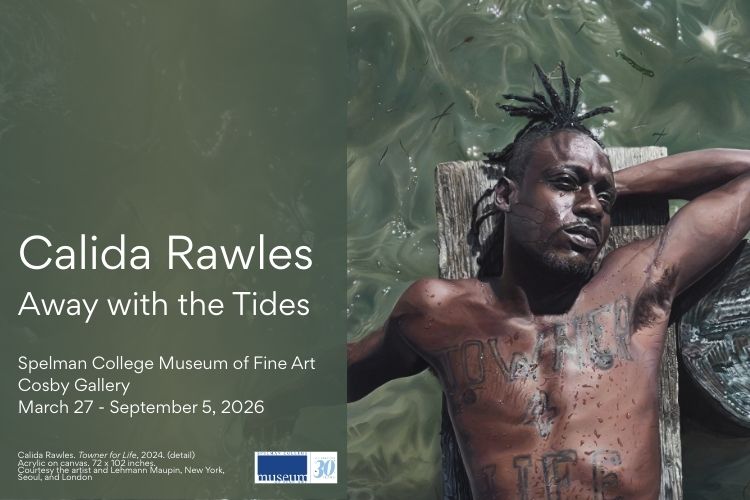 exhibtion announcement featuring painting of black man in water
