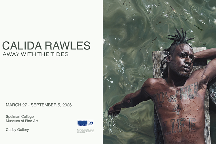exhibtion announcement featuring painting of black man in water