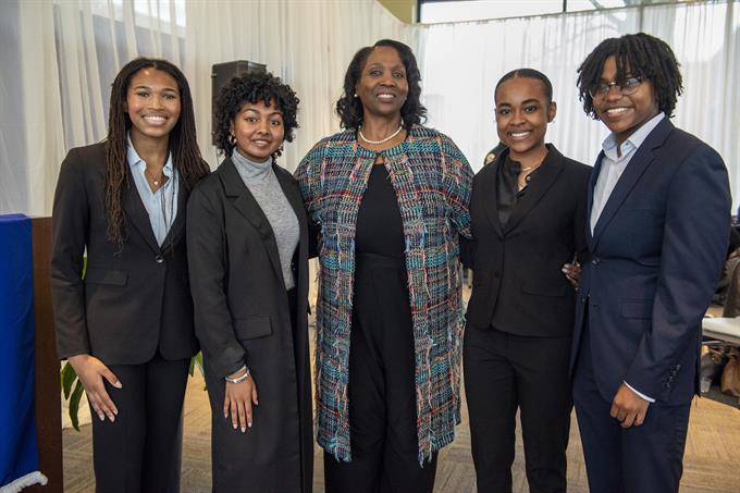 students and leaders at the roundtable