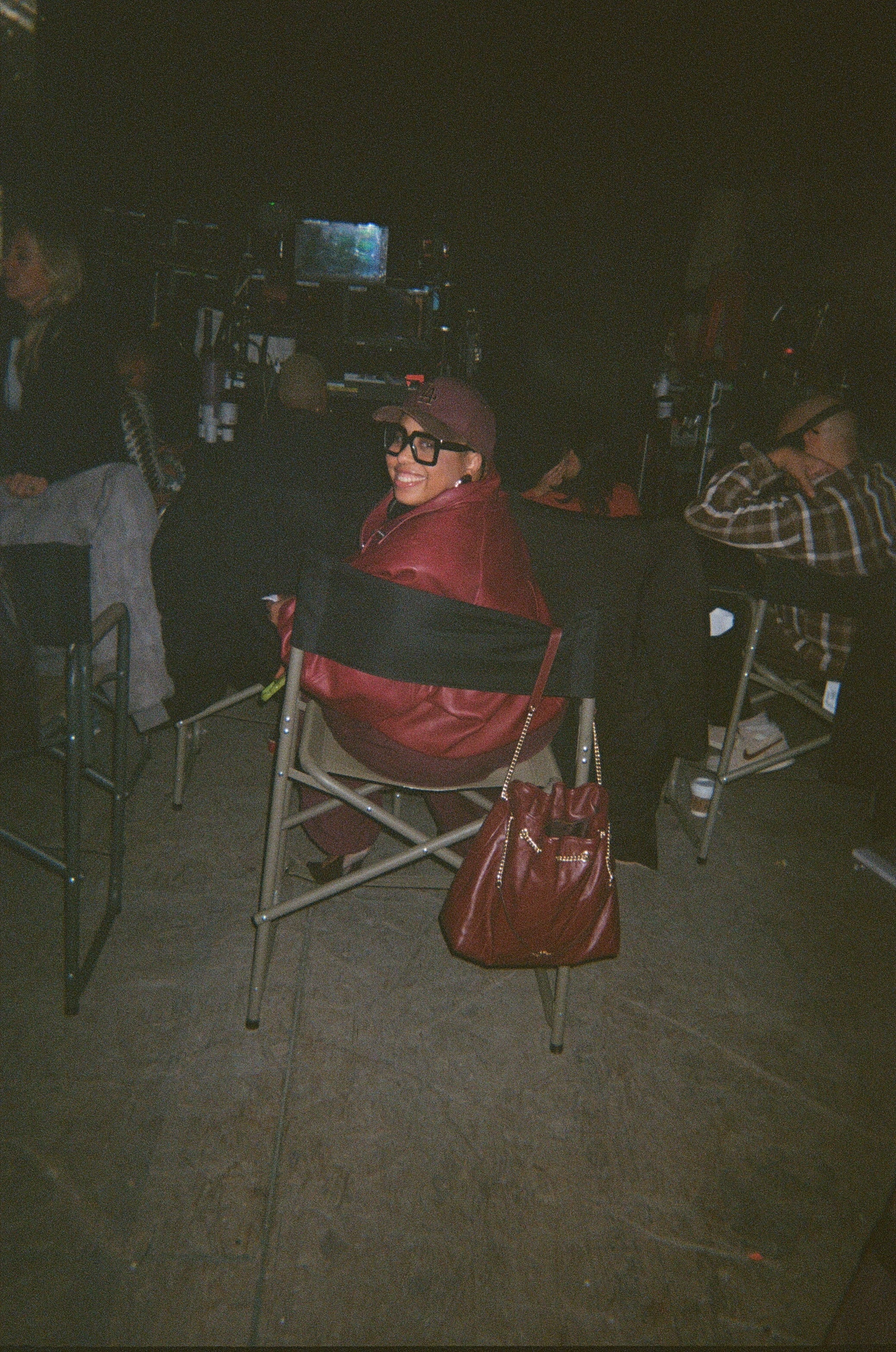 Jasmyn Lawson on set 